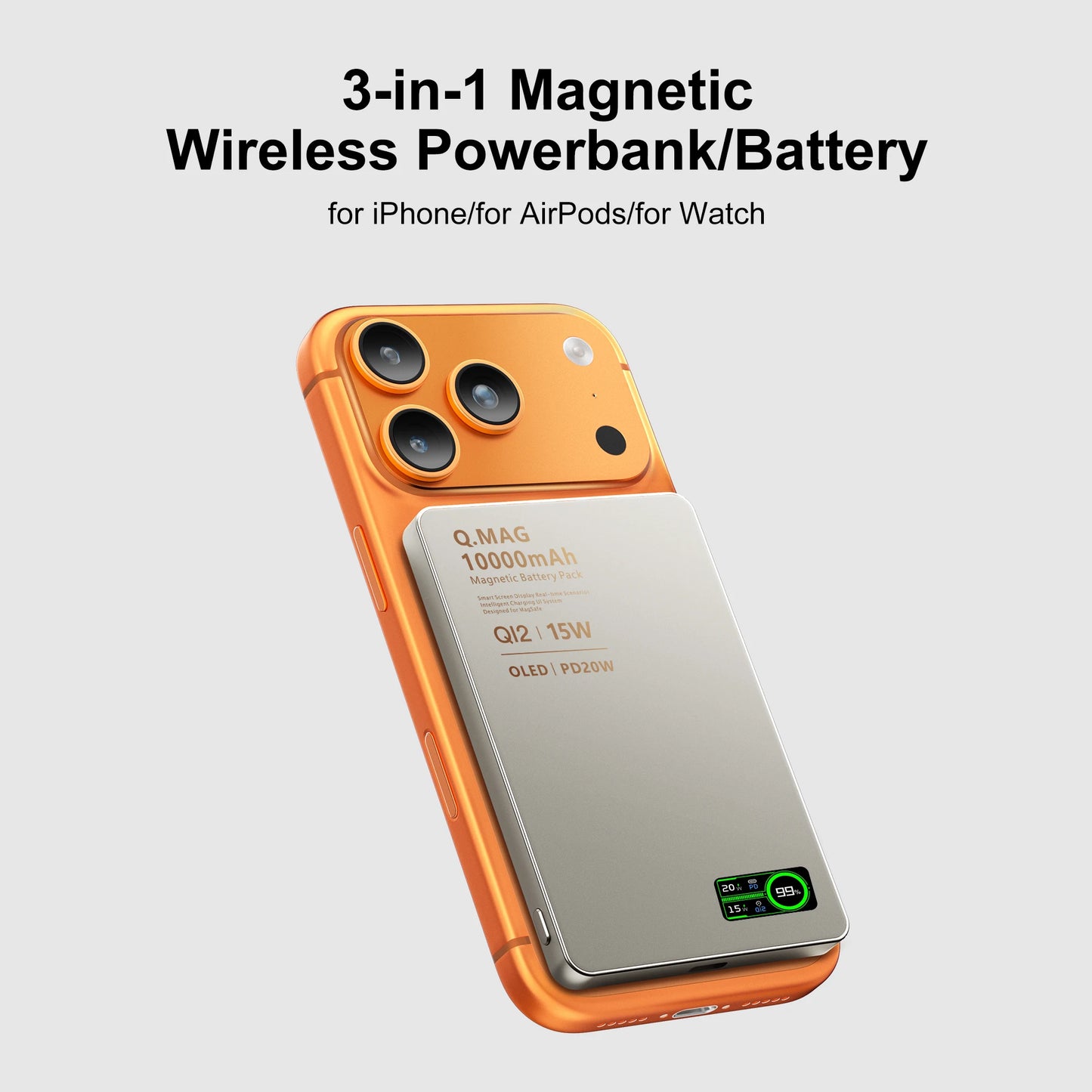 Elara Energy Qi2 Magnetic Wireless Power Bank — 5000/10000mAh Fast Charging for iPhone 12–17, Apple Watch