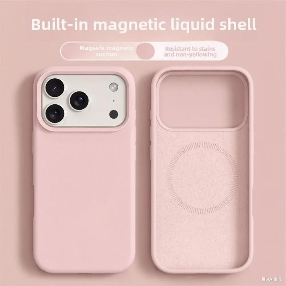 Elara Energy Magnetic Liquid Silicone iPhone Case — Soft Bumper MagSafe Cover for iPhone 16–17 Pro Max Air