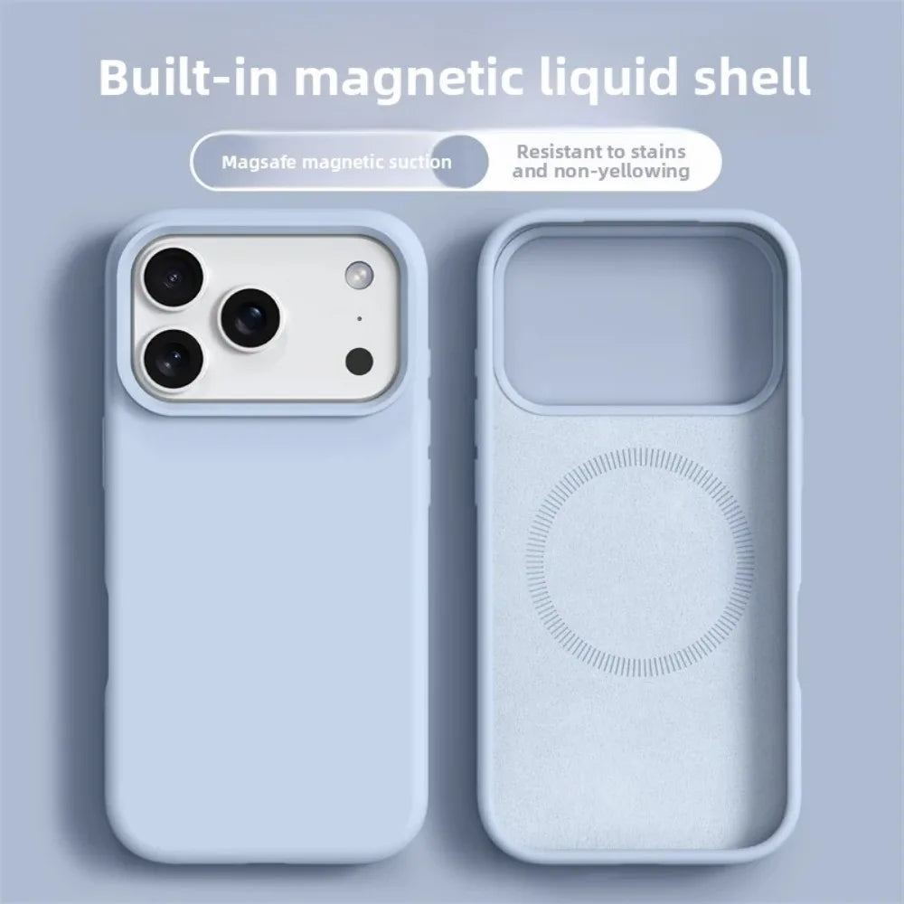 Elara Energy Magnetic Liquid Silicone iPhone Case — Soft Bumper MagSafe Cover for iPhone 16–17 Pro Max Air