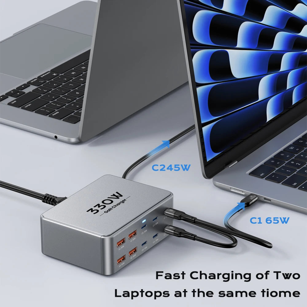 Elara Energy 330W Charging Station — 100W USB-C PD3.0 QC3.0 Multiport Fast Charger for Laptop, iPhone, Samsung & MacBook