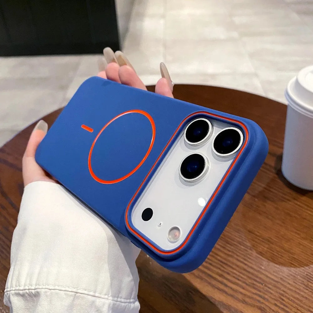 Elara Energy Luxury Magnetic Matte iPhone Case — Shockproof MagSafe Wireless Charging Soft Cover for iPhone 11–17 Pro Max Air