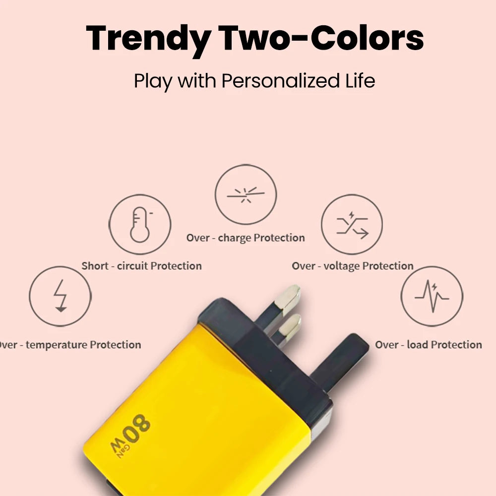 Elara Energy 60W Super Fast Wall Charger — Built-in Telescopic USB-C Cable with LED Light