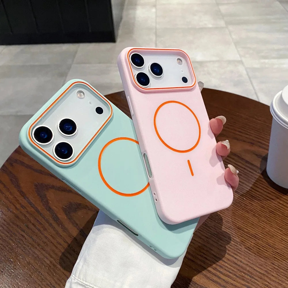 Elara Energy Luxury Magnetic Matte iPhone Case — Shockproof MagSafe Wireless Charging Soft Cover for iPhone 11–17 Pro Max Air