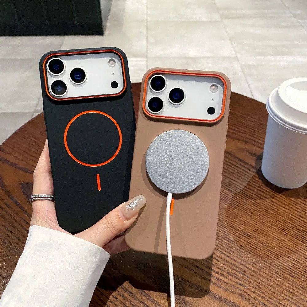 Elara Energy Luxury Magnetic Matte iPhone Case — Shockproof MagSafe Wireless Charging Soft Cover for iPhone 11–17 Pro Max Air