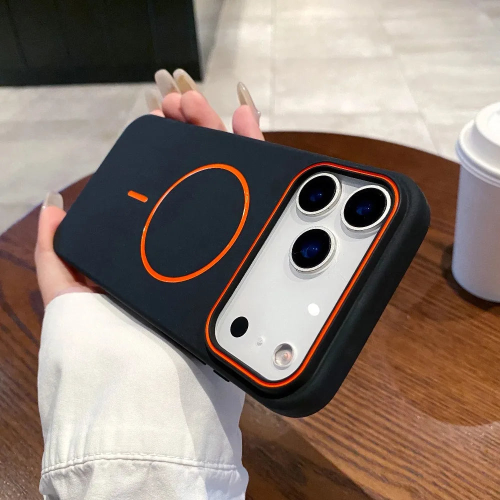 Elara Energy Luxury Magnetic Matte iPhone Case — Shockproof MagSafe Wireless Charging Soft Cover for iPhone 11–17 Pro Max Air