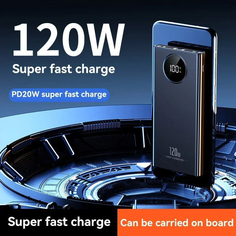 Elara Energy 80000mAh 120W Power Bank — Super Fast Charging Portable Battery with Digital Display for iPhone Samsung & Xiaomi